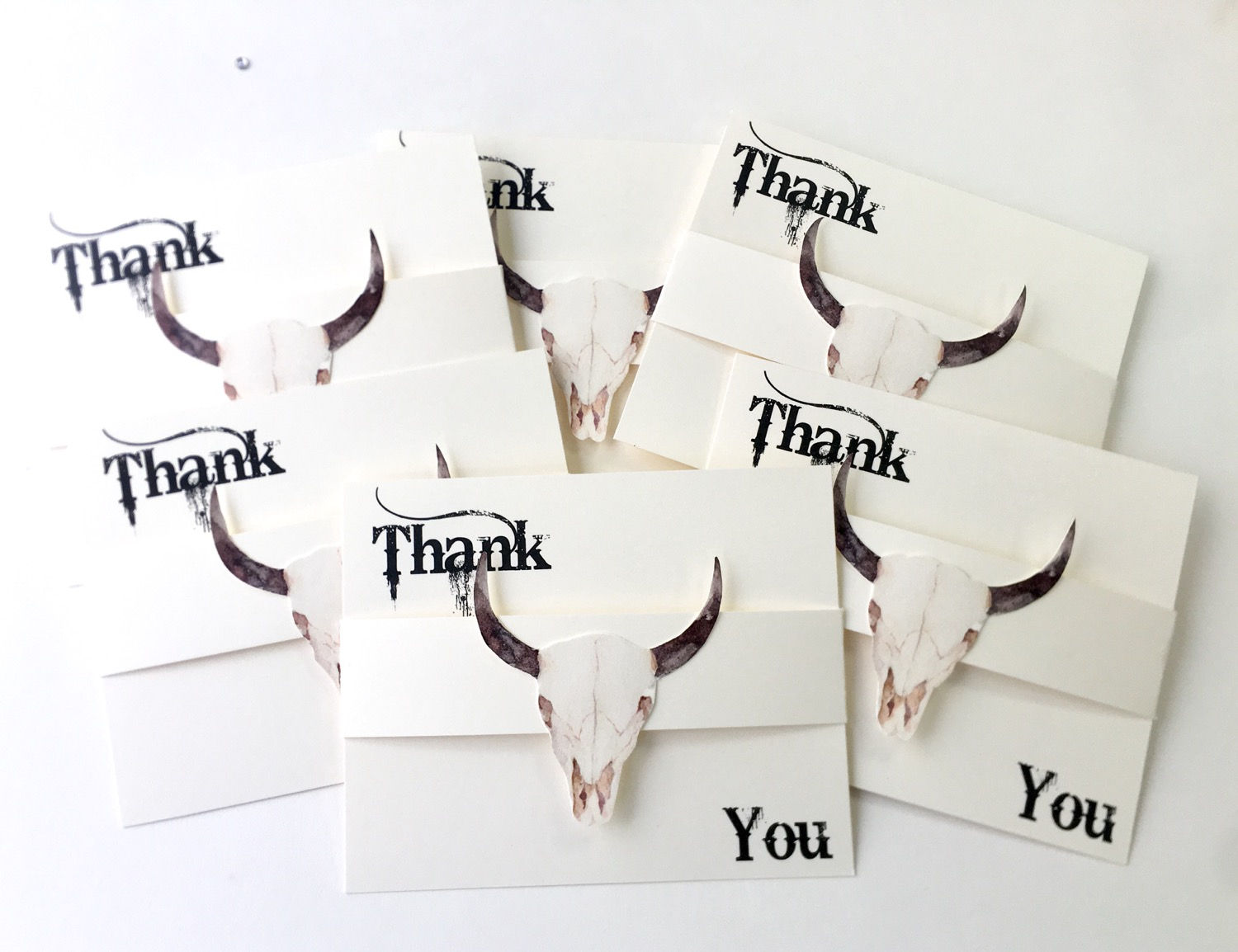 Longhorn, Bull Head Thank You Stationery Cards • Set of 6