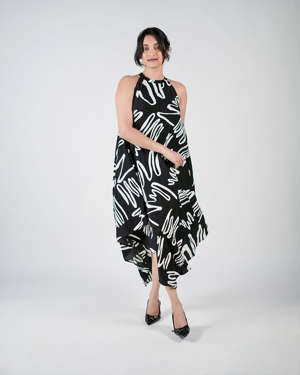 Thumbnail: HANDKERCHIEF DRESS -BLACK