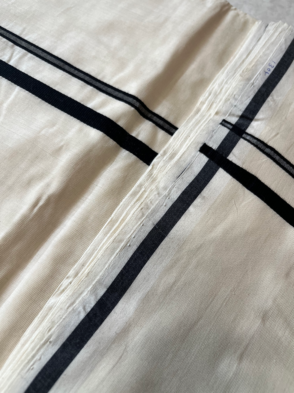 Thumbnail: NOOLVILI KAITHARI - BLACK STRIPED KERALA SAREE