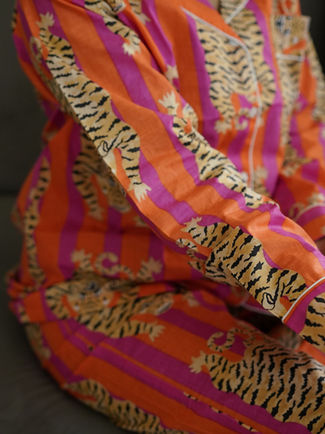 Tiger Snooze Pj set (Fuschia & Orange) With matching bag