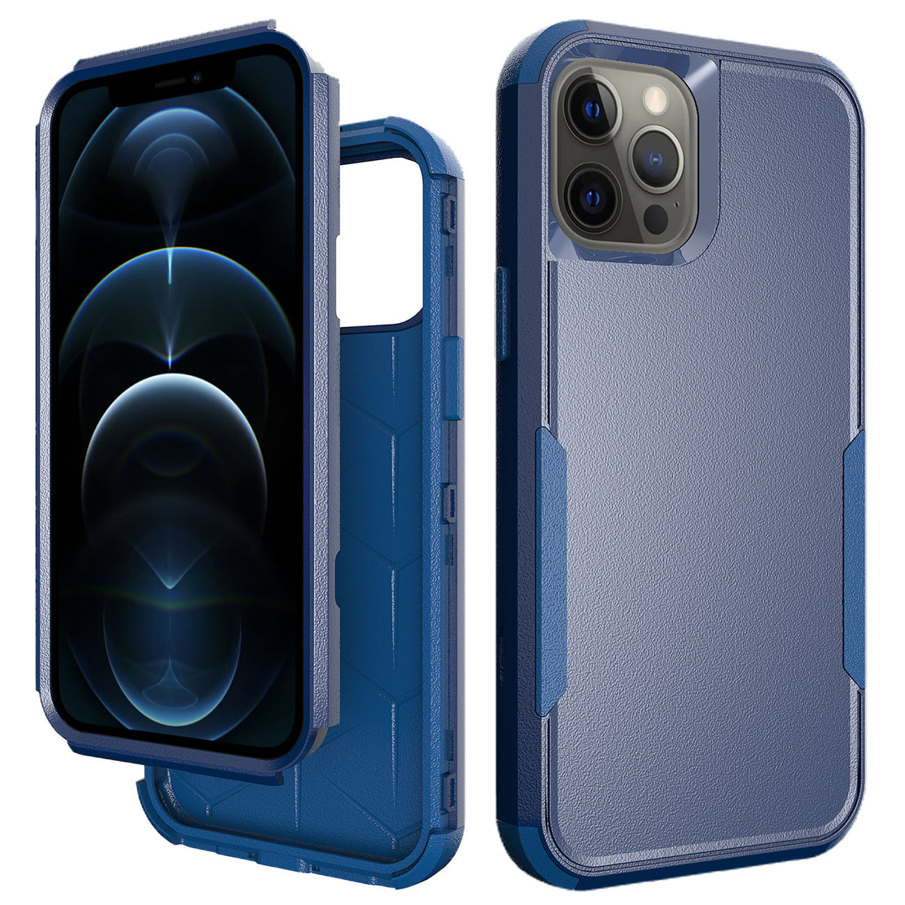 3in1 Hybrid Heavy Duty Defender Rugged Armor Case: iPhone 12 /12 PRO - Navy