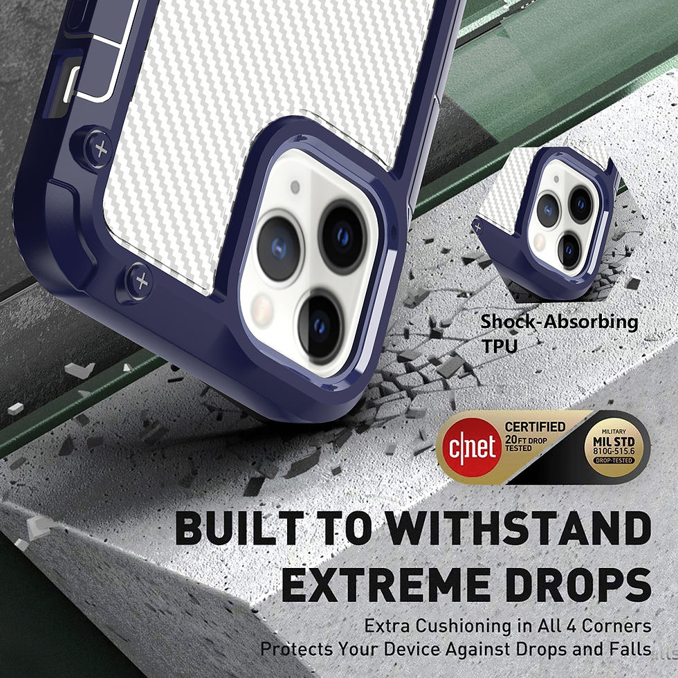 Thumbnail: Shockproof PC Bumper Case With Carbon Fiber Pattern In Navy - iPhone 12 Pro Max