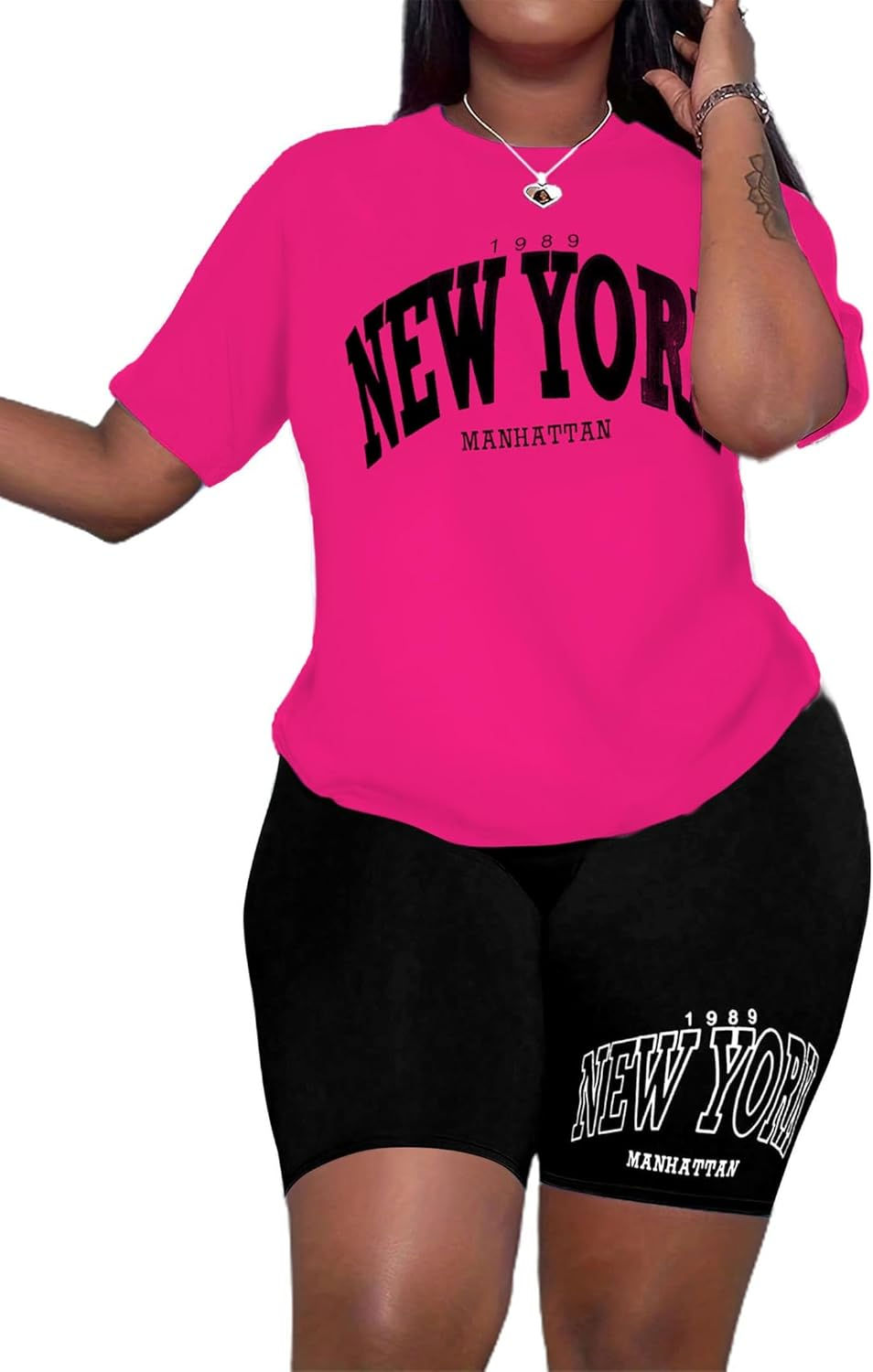Thumbnail: Hilinker Womens 2 Piece Outfits Short Sleeve Top and Shorts Set Summer Workout 