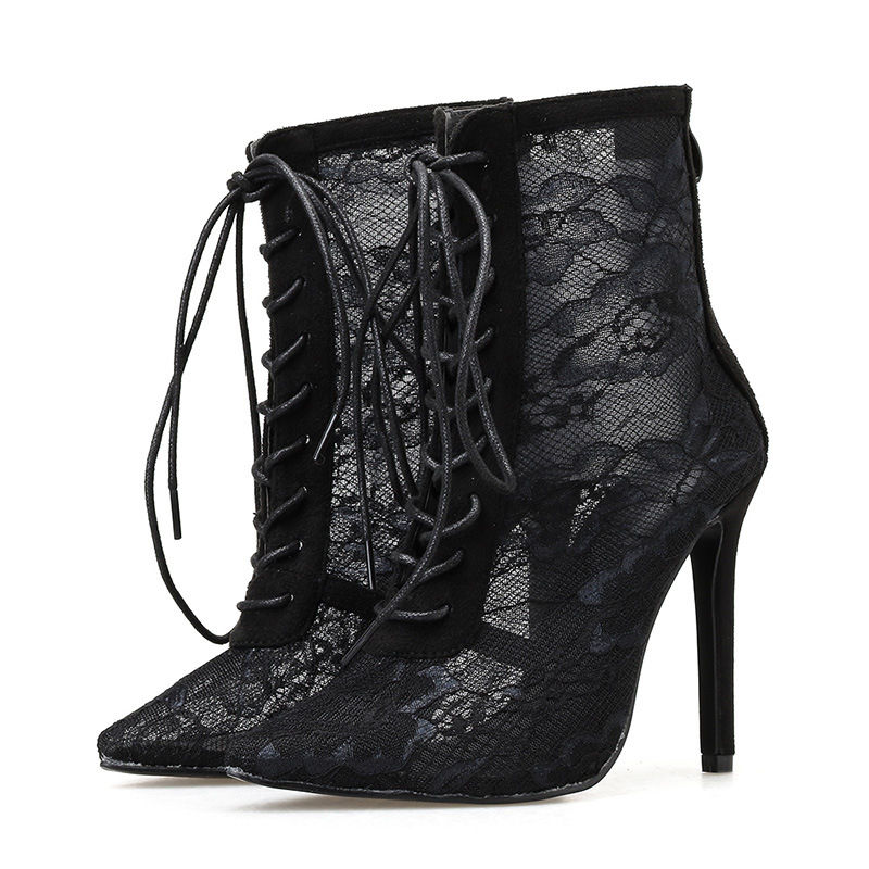 Thumbnail: Stiletto Heels Sexy Mesh Fashion High-Heeled Boots for Ladies Nightclub Shoes