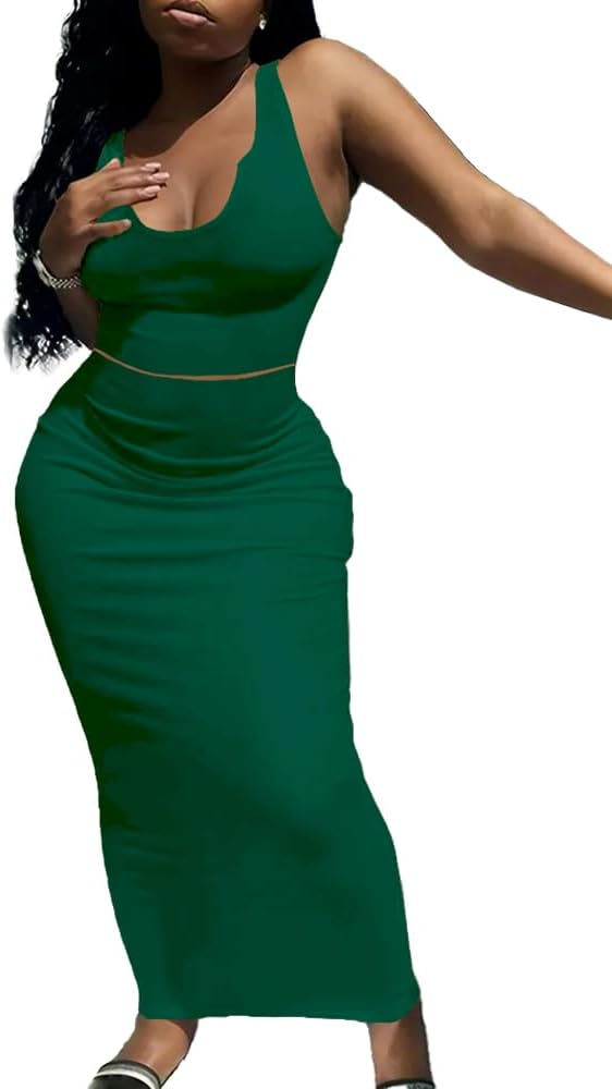 Thumbnail: Nimsruc 2 Piece Outfits for Women Sexy Bodycon Skirt Set Summer Casual Matching
