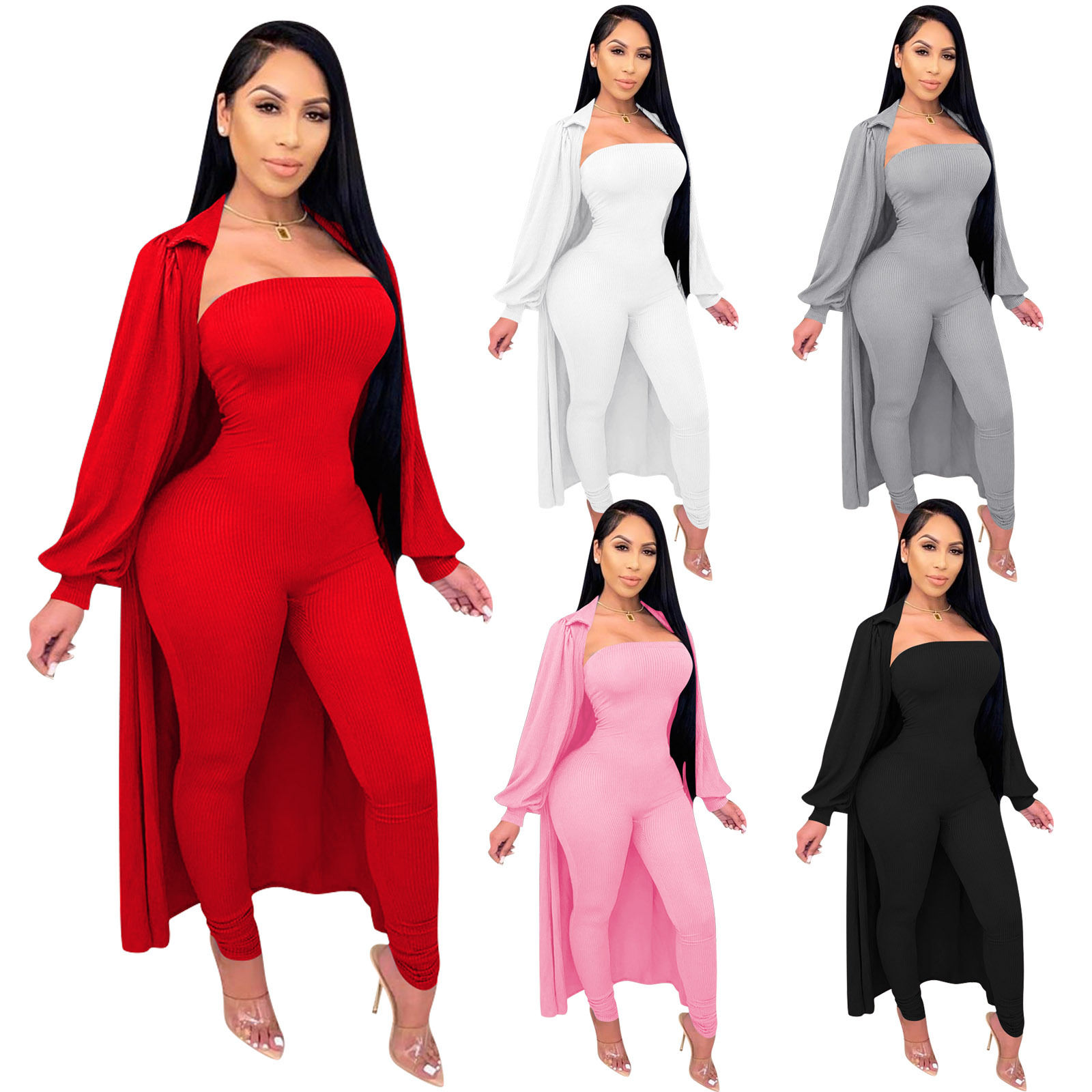Jumpsuit Suit High Elastic Cotton Pit Strip 2-Piece Set