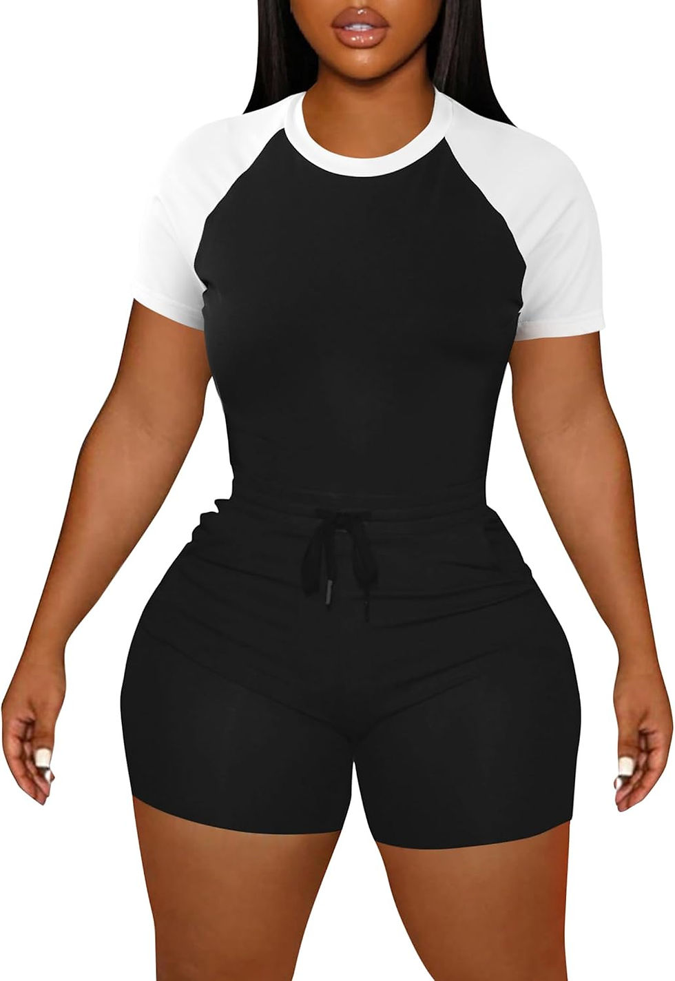 Thumbnail: LovelyWholesale Women's Summer 2 Piece Outfits Skinny Shorts Tracksuit Sets