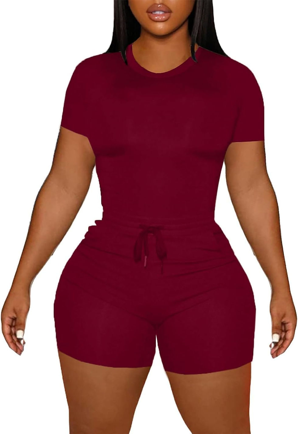 Thumbnail: LovelyWholesale Women's Summer 2 Piece Outfits Skinny Shorts Tracksuit Sets