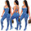 Thumbnail: Casual Jean Printed Back Hollow Out Strap Womans One Piece JUMPSUIT