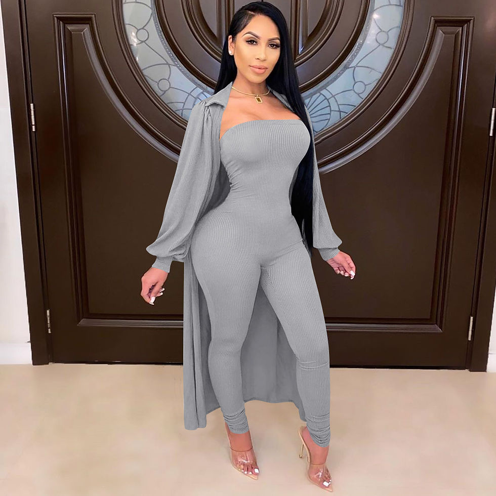 Thumbnail: Jumpsuit Suit High Elastic Cotton Pit Strip 2-Piece Set
