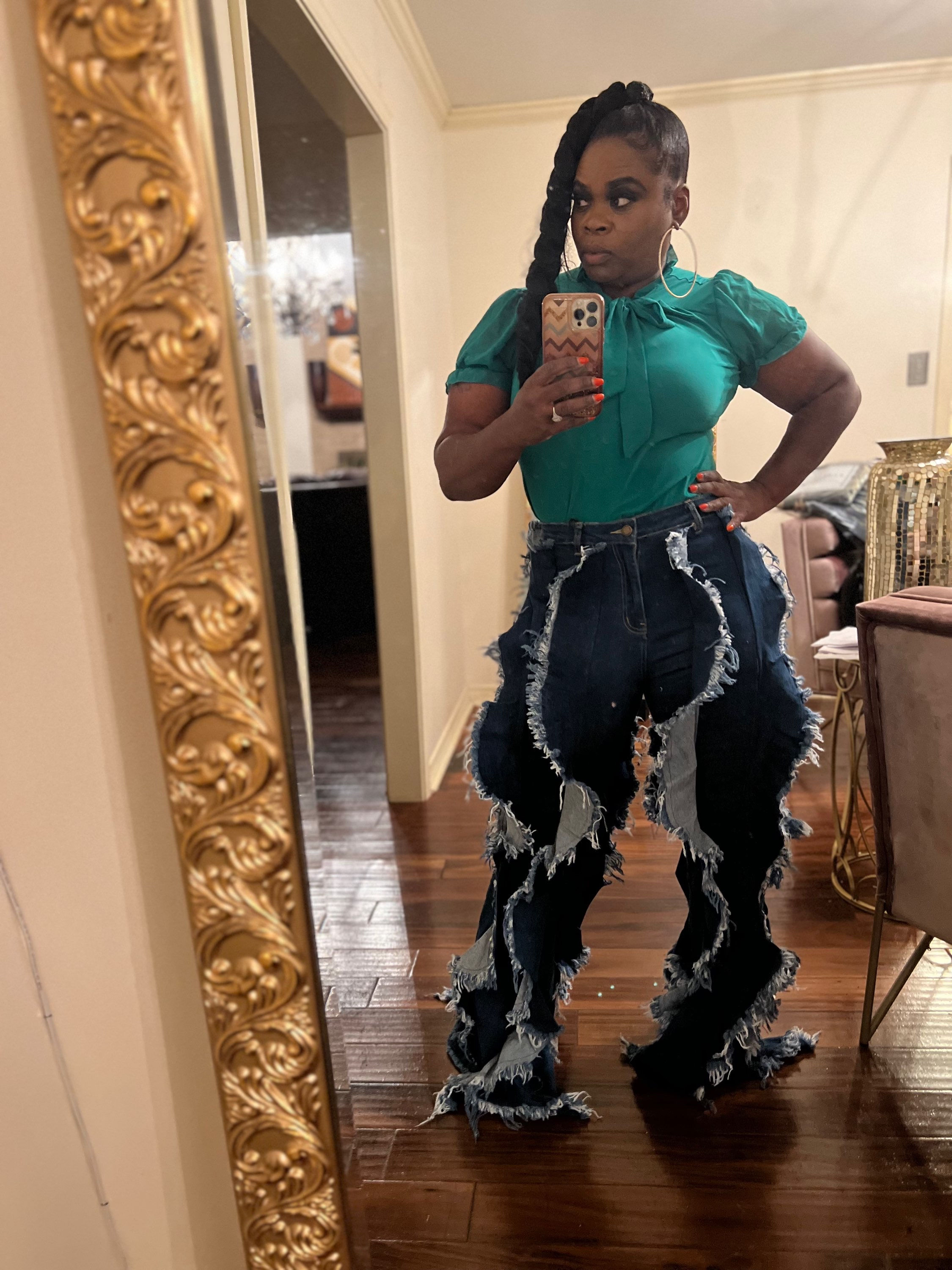 Plump fringe jeans 