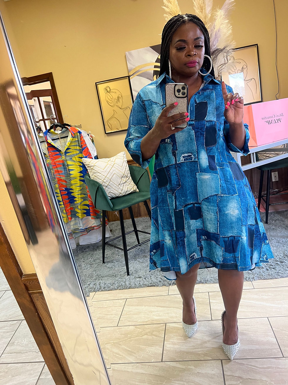 Thumbnail: Flare out denim style dress 
