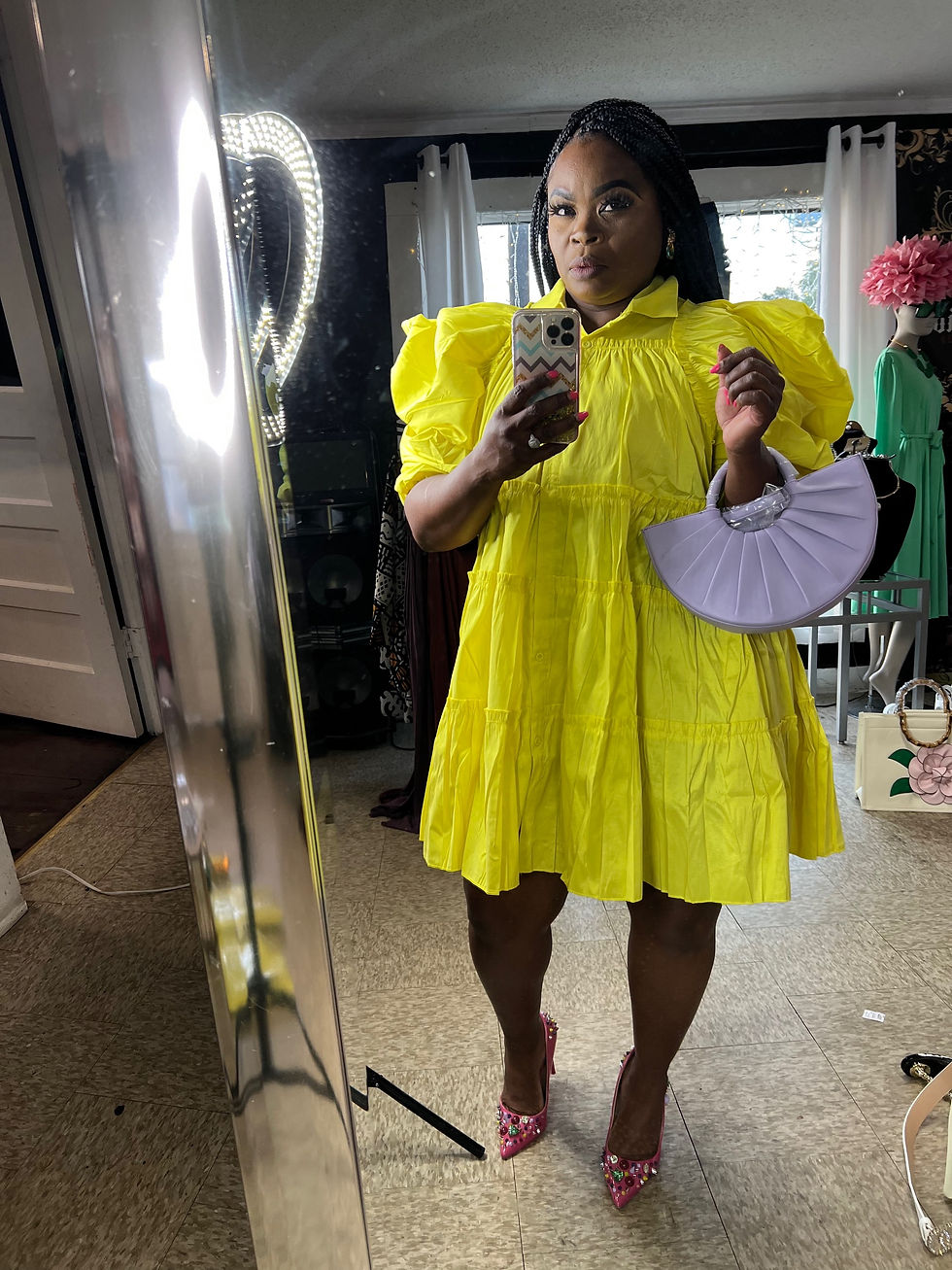 Thumbnail: Puff puff pansy sleeve  dress