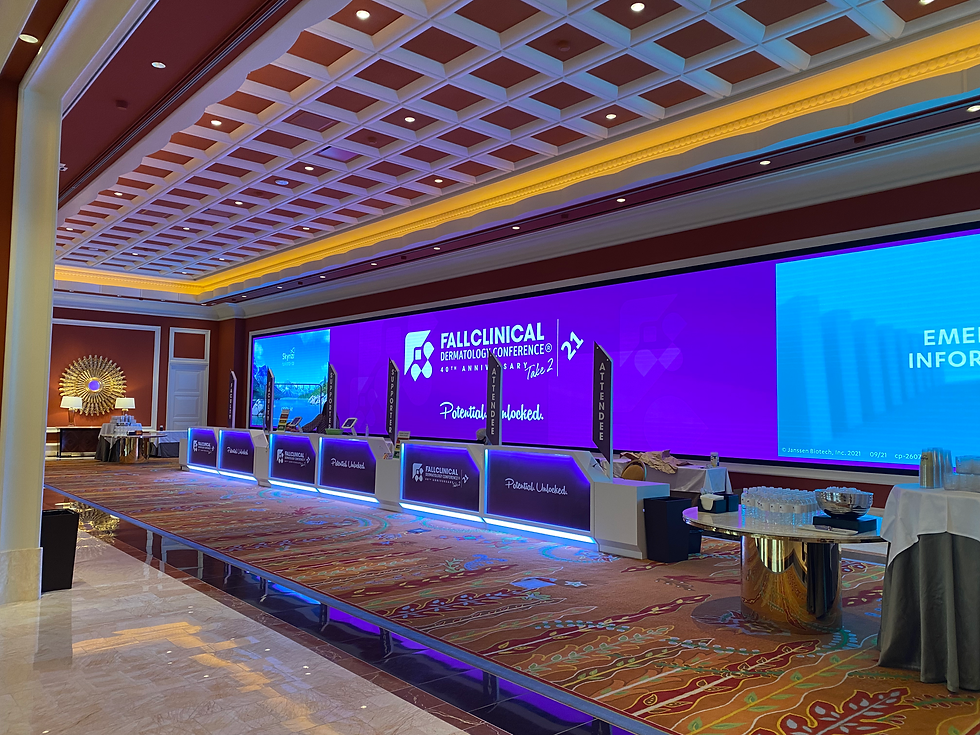 A photo of the Fall Clinical 2021 registration desk at The Wynn in Las Vegas.
