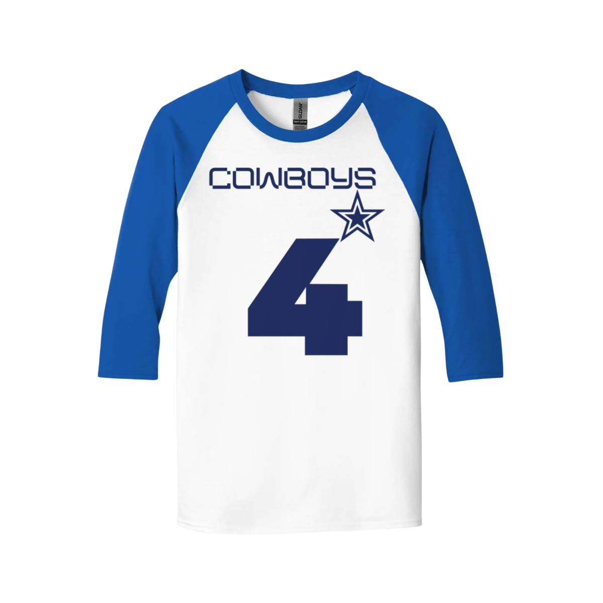 WHITE/ ROYAL COWBOYS =STAR ONLY- T SHIRTS #4 -1 count 