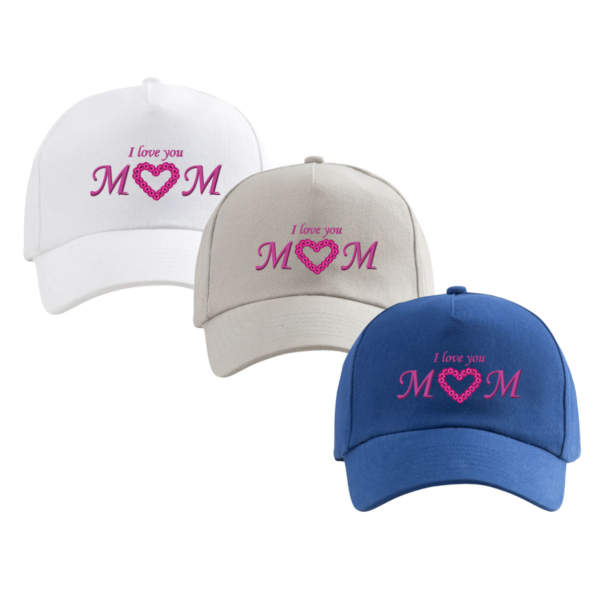 I Love You Mom Baseball Caps