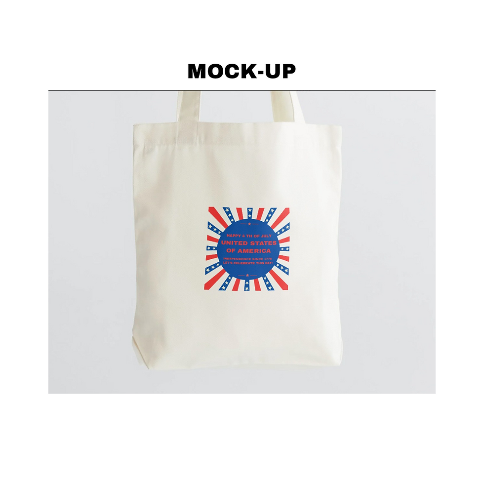 Thumbnail: Happy 4 th of July Tote Bag#2 (black & grey)