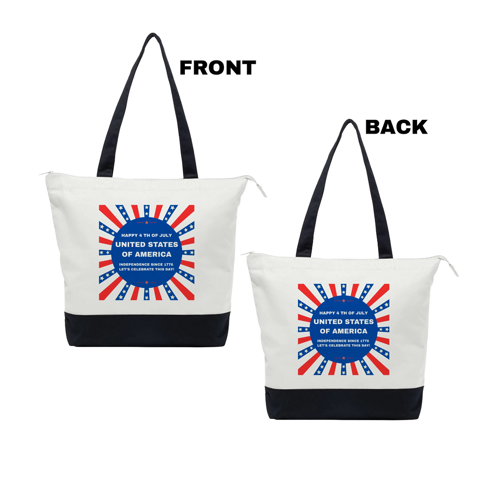 Thumbnail: Happy 4 th of July Tote Bag# 1 (black & white)