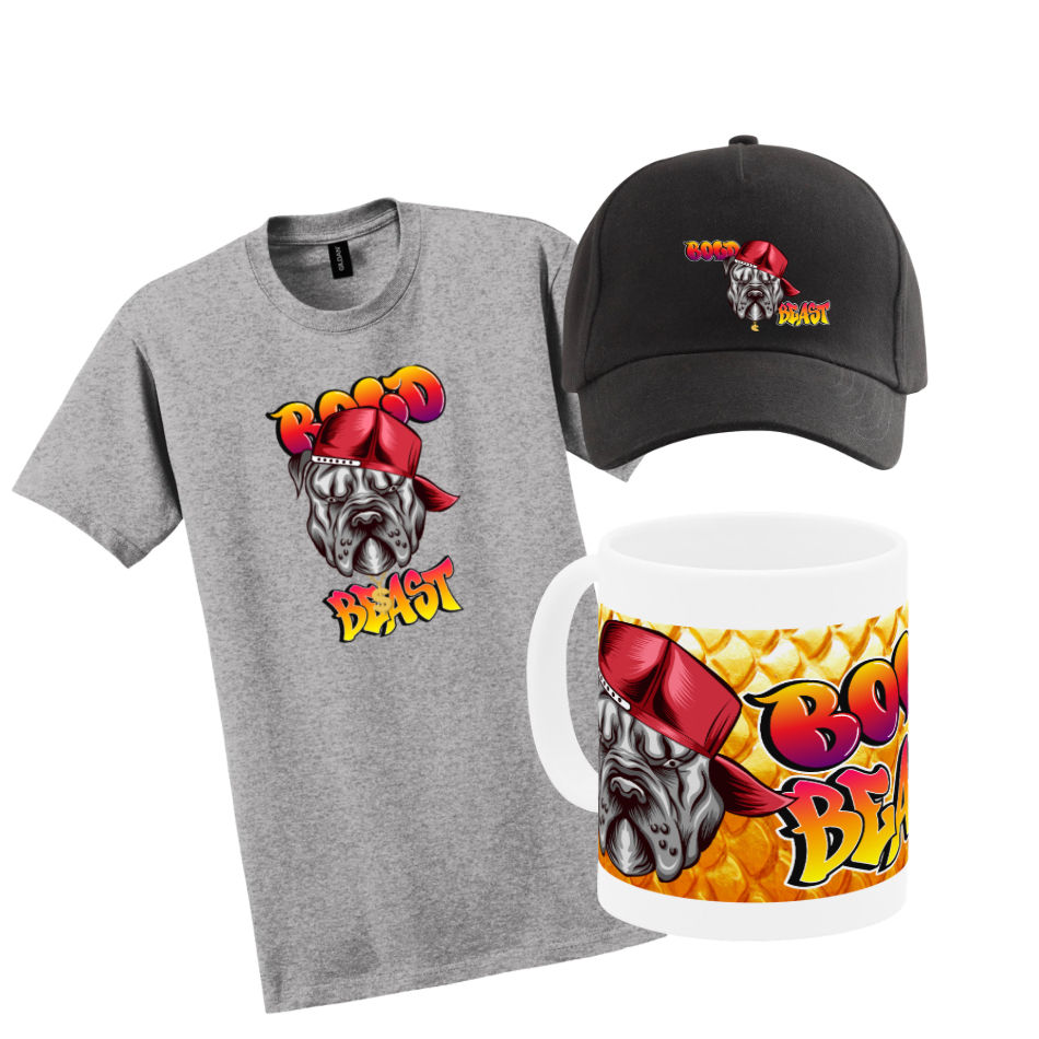 Bold Beast Custom Sport Grey T-Shirt/ Bold Beast Cap/Bold Beast Wraparound/Cap