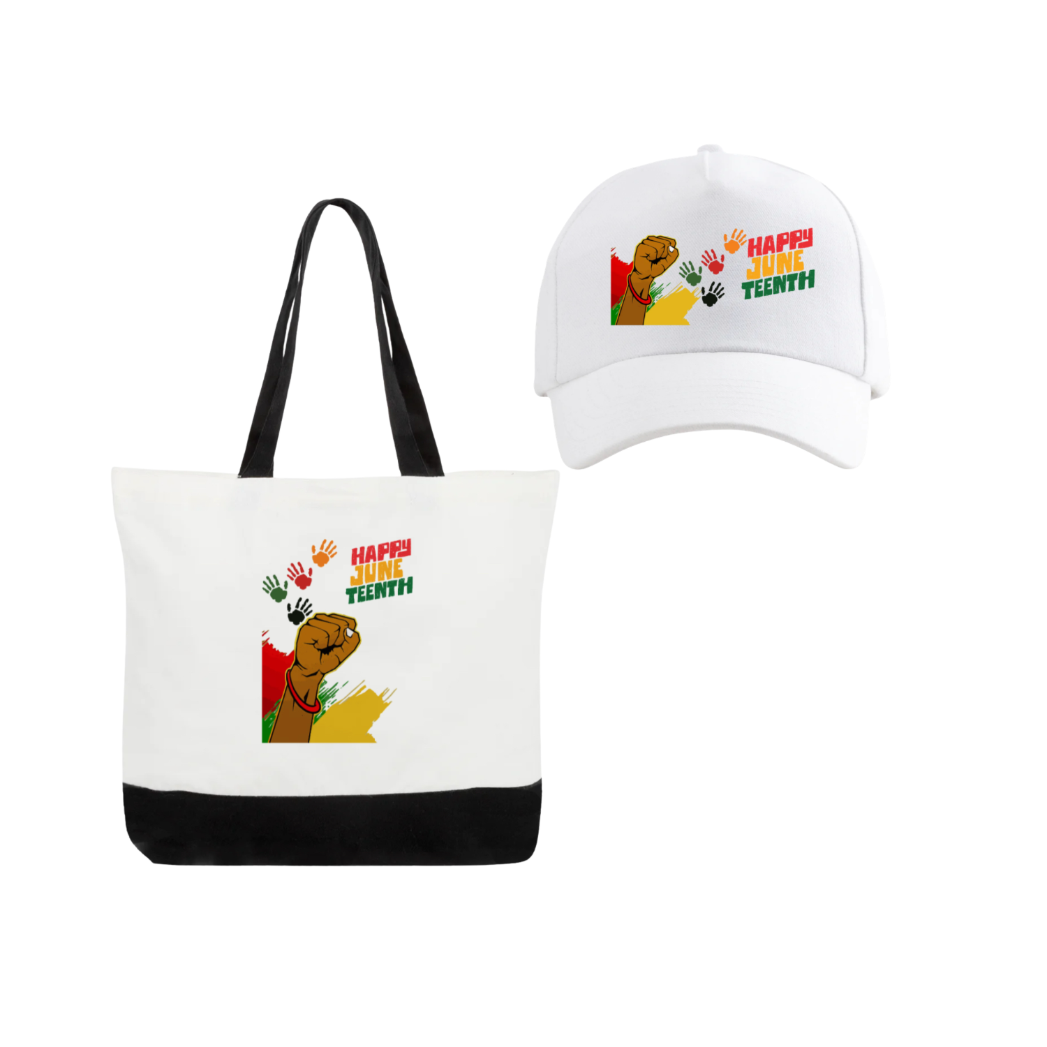 Juneteenth Tote Bag & Cap -#1 (white)
