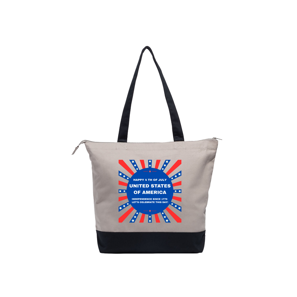 Thumbnail: Happy 4 th of July Tote Bag#1 (black & grey)