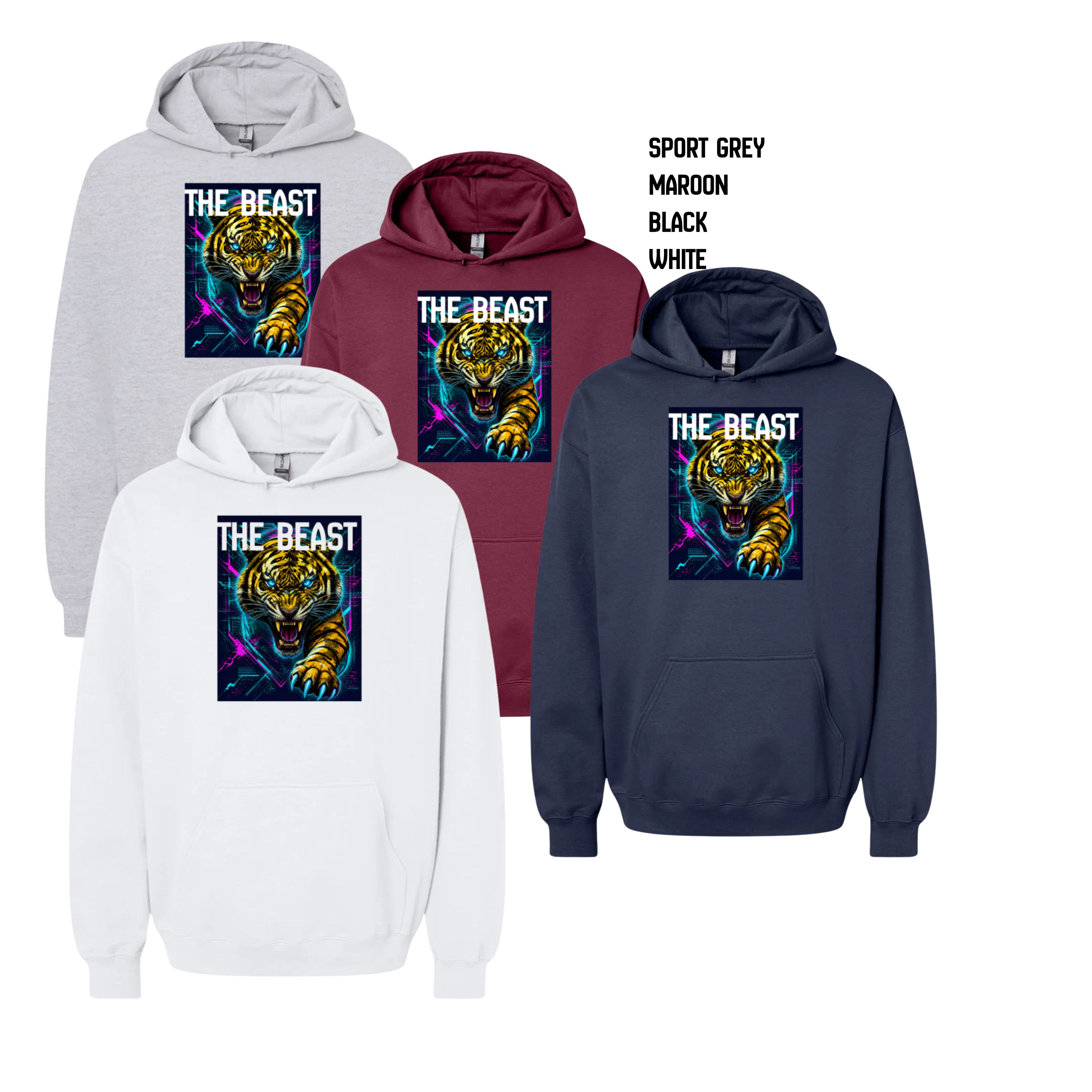 The Beast Softstyle Midweight Unisex Hoodie (white,black, maroon, sport grey)