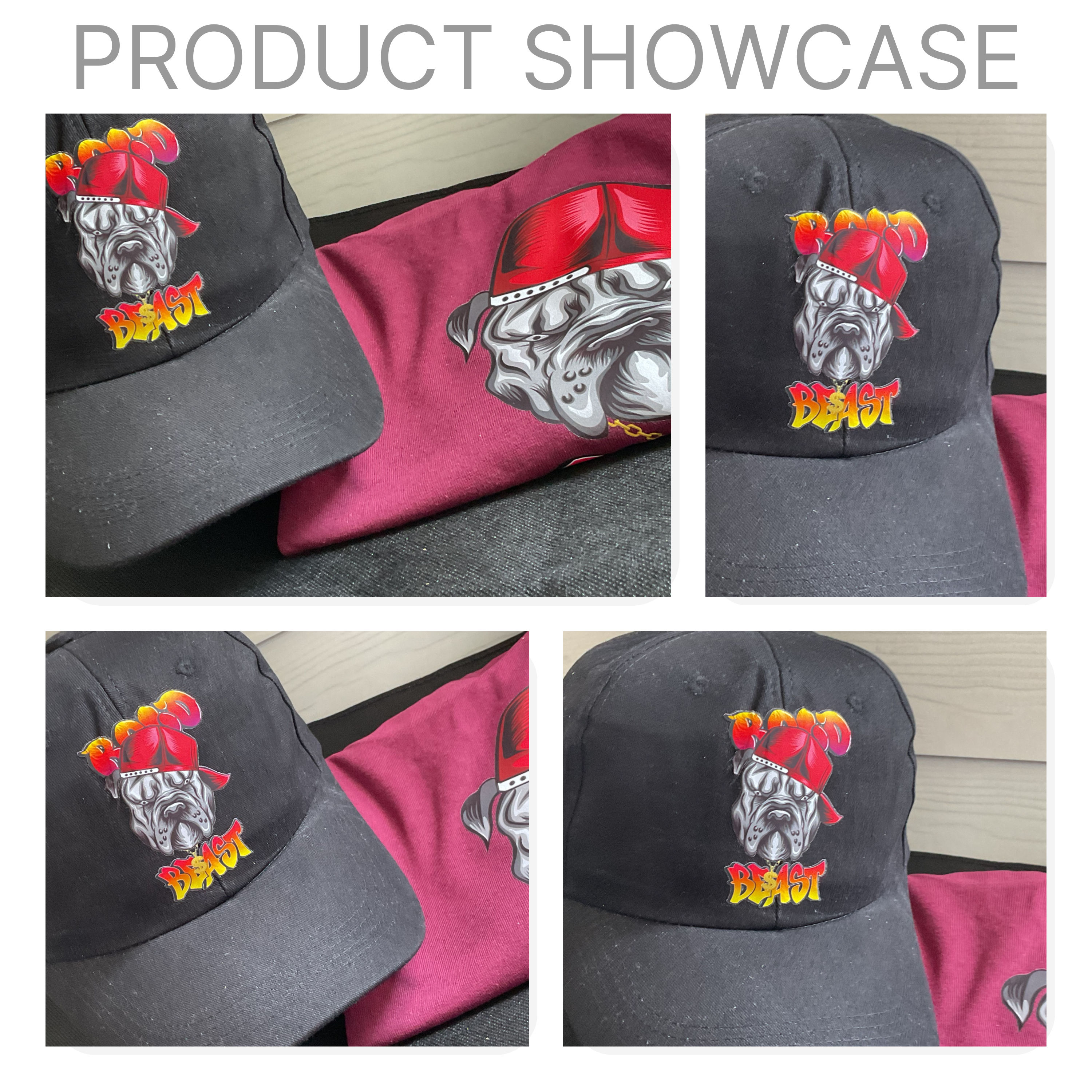 The Bold Beast MaroonT-shirt & Black Cap Set