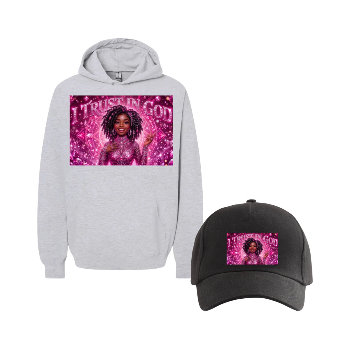 1- I Trust in God Hoodie & 1 Black Cap