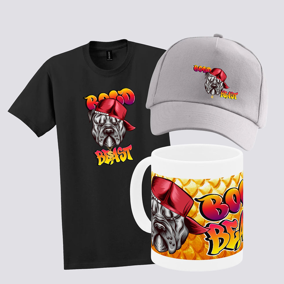 Thumbnail: Bold Beast Custom Maroon T-Shirt/ Bold Beast  Cap/Bold Beast Wraparound/Cap