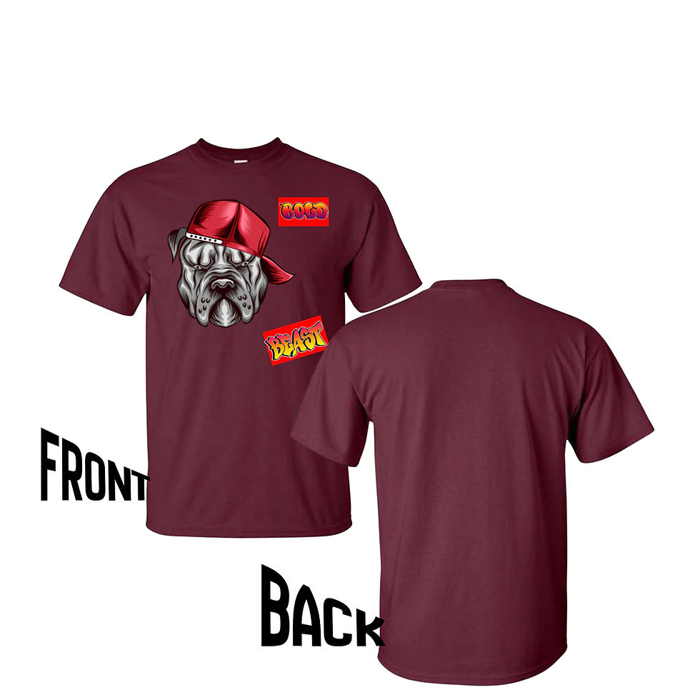 Thumbnail: Bold Beast  T Shirt (maroon)-1