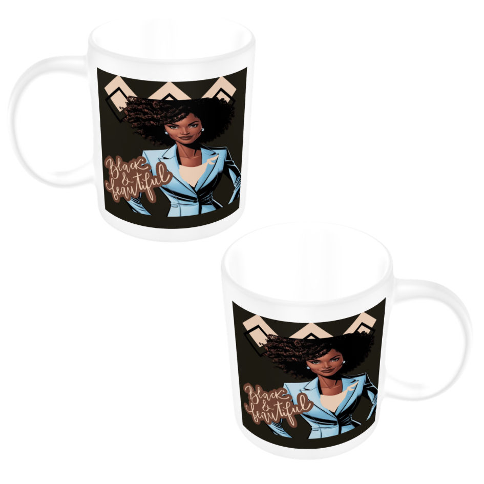 Thumbnail: Black & Beautiful Designed  Mugs #3 (front& back)