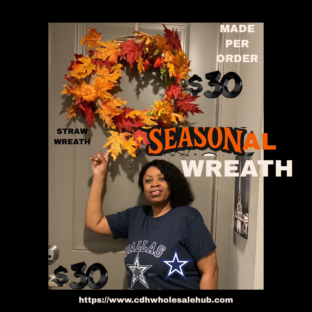 Seasonal Straw Wreath 18in. -1 count