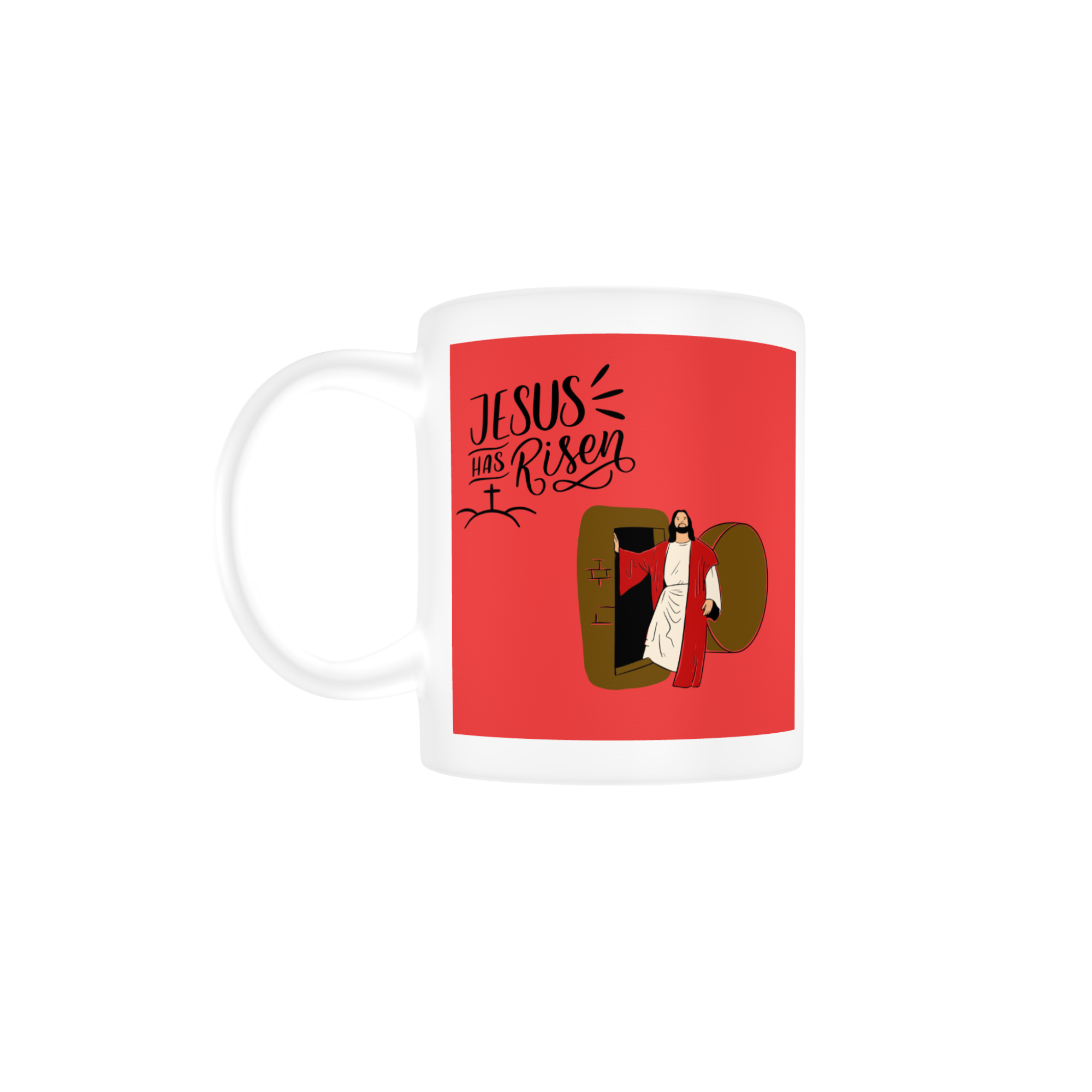 Jesus Has Risen Mugs (red background)#2