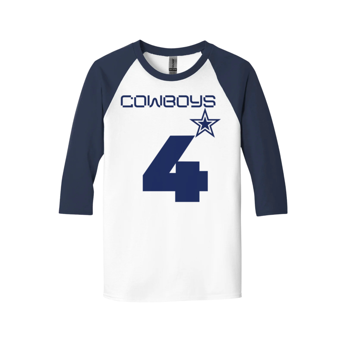 WHITE/NAVY COWBOYS =STAR ONLY- T SHIRTS #4 -1 count
