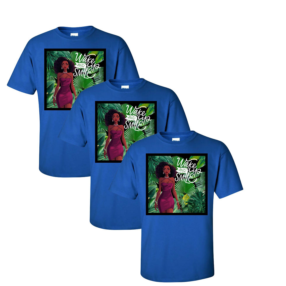 Thumbnail: “Wake up & Smile” Unisex T-shirt (royal blue/black) #2