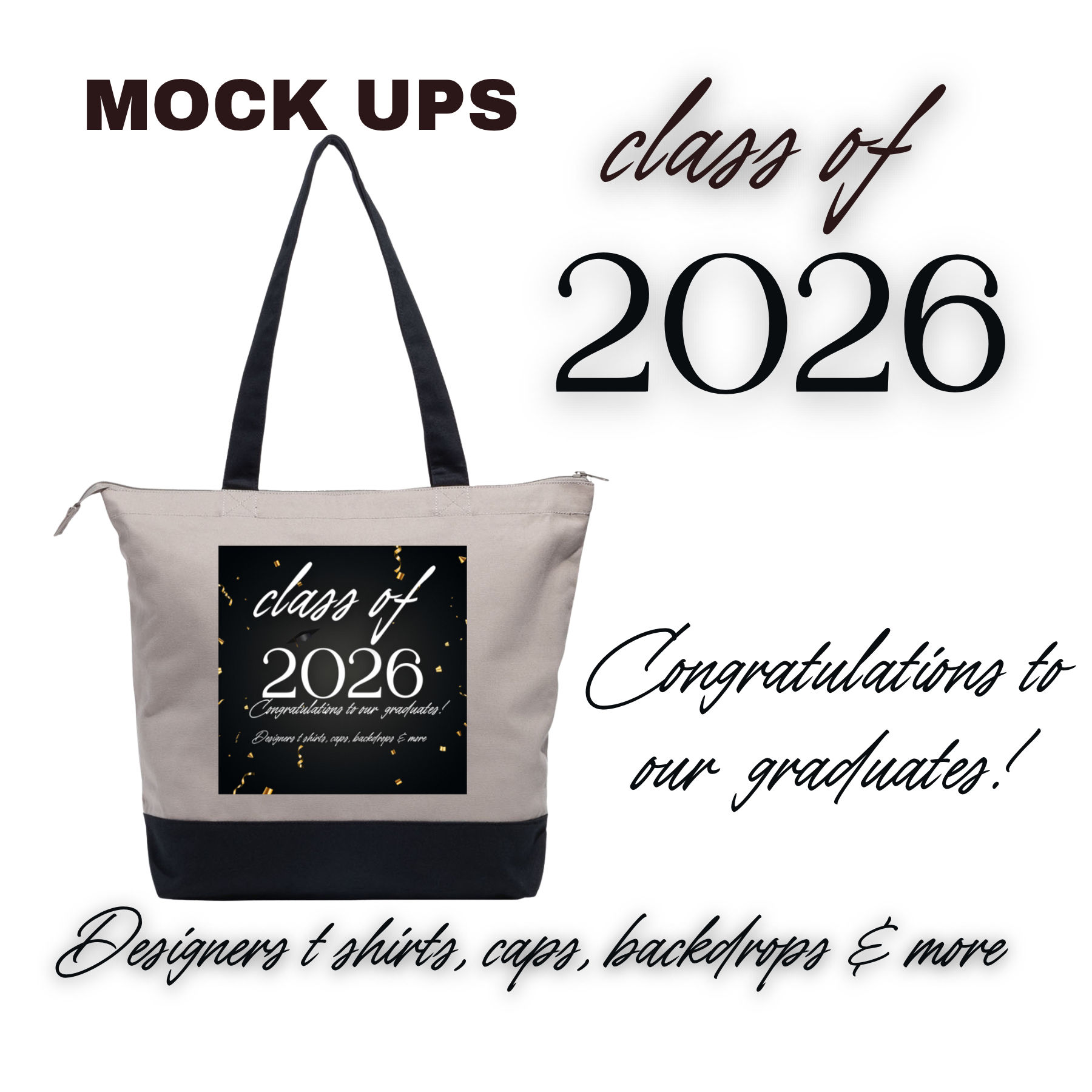 Class of 2026 Tote Bag #4 (white & gray)