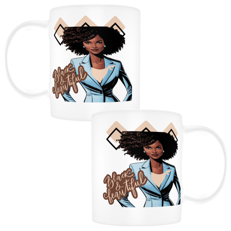 Thumbnail: Black & Beautiful Designed  Mugs #4 (front& back)