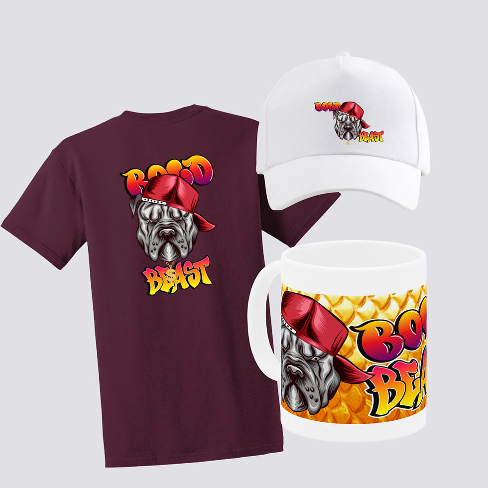 Thumbnail: Bold Beast Custom Maroon T-Shirt/ Bold Beast  Cap/Bold Beast Wraparound/Cap