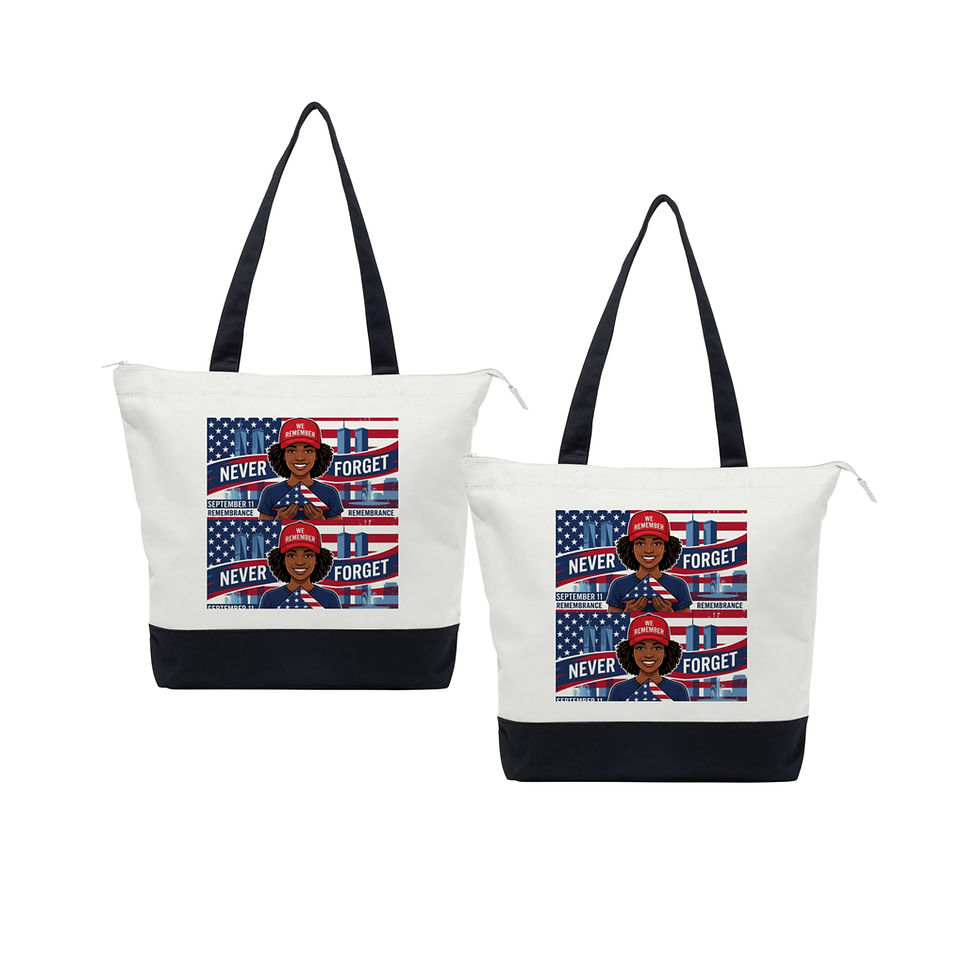 Thumbnail: 50 Never Forget Premium Large 15" x 18" Custom Zippered Cotton Tote Bag
