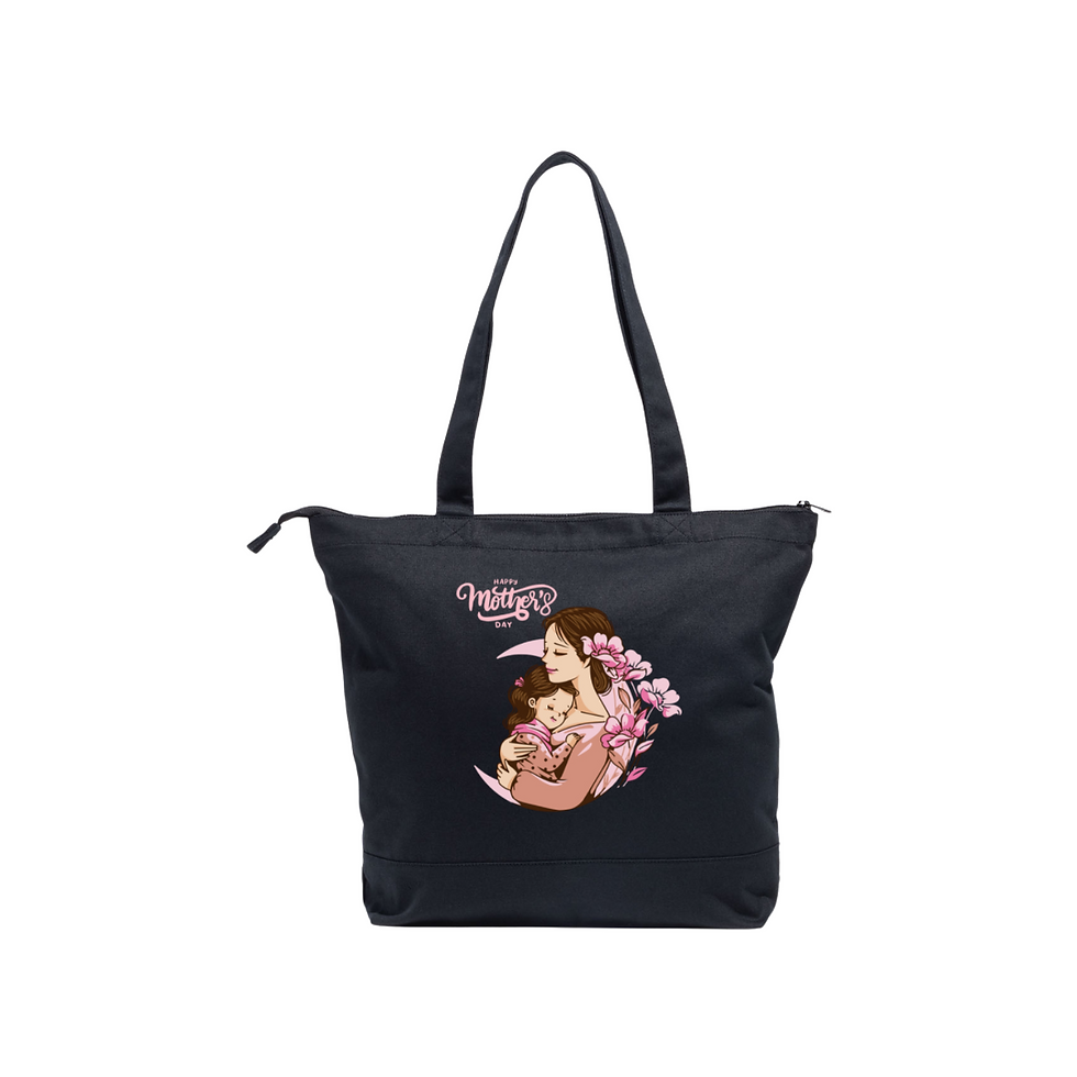 Thumbnail: Happy Mother’s Day Large White T-Shirt & Black Tote Bag#2