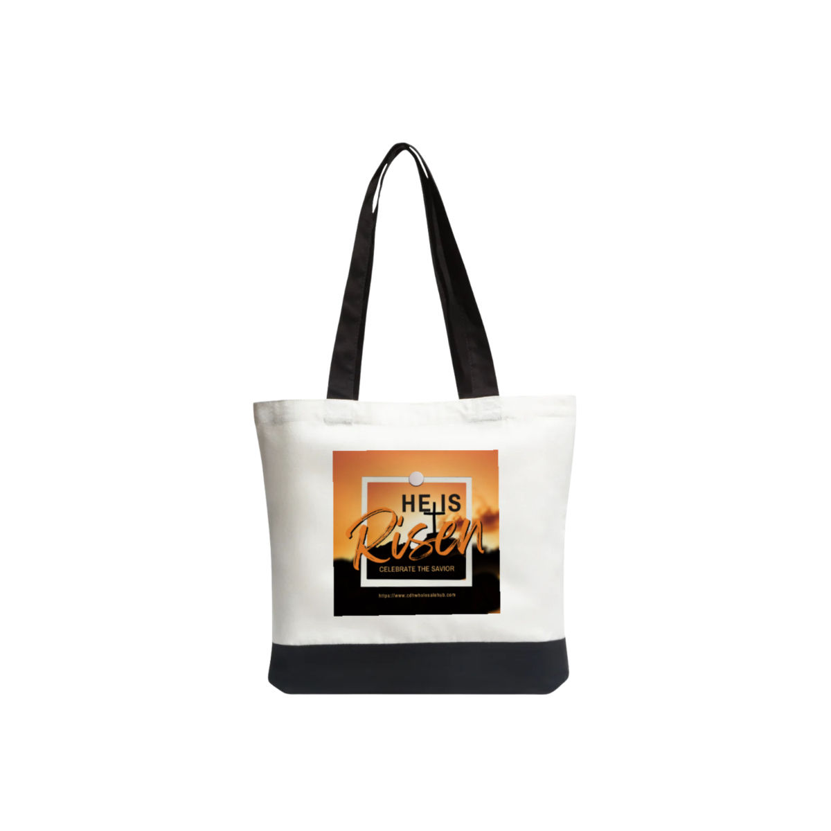 “He is Risen “  Tote Bag#2 (white, white & brown) no logo 