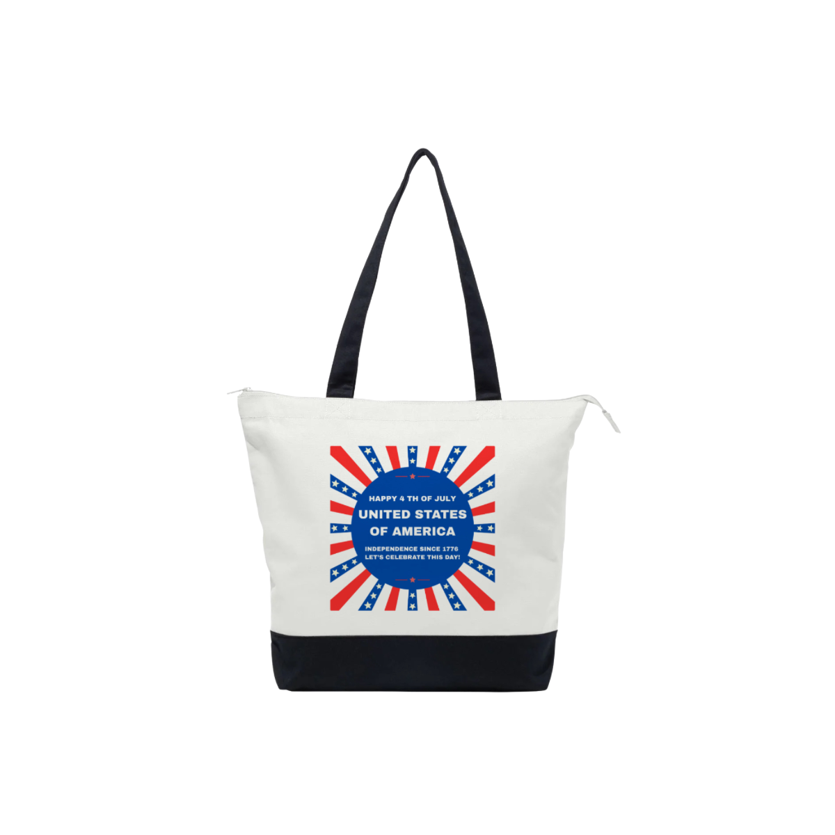 Happy 4 th of July Tote Bag# 1 (black & white)