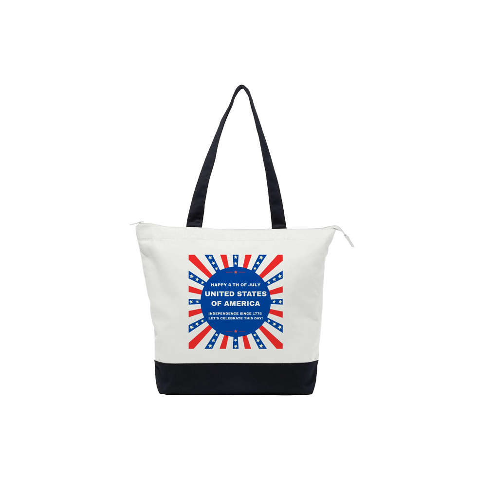 Thumbnail: Happy 4 th of July Tote Bag# 1 (black & white)
