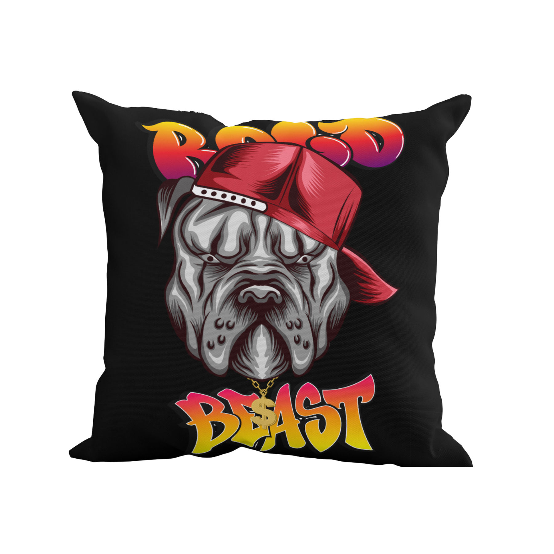 1 quantity Bold Beast Designed Pillows (black) front/back