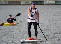 Pope crossing the finish line