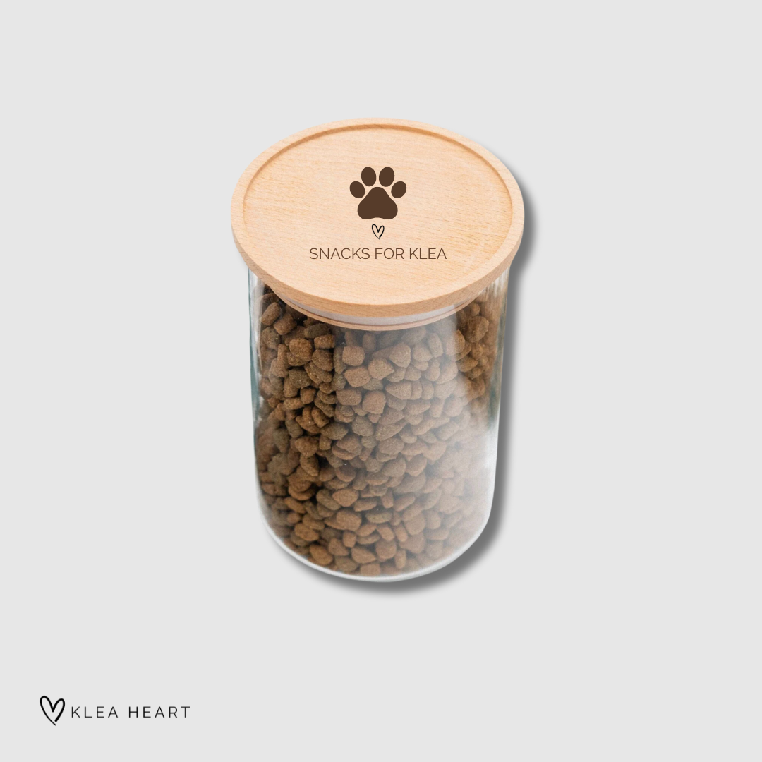 Personalised treat jar with wooden lid