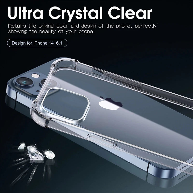 Thumbnail: Shockproof Clear Phone Case For iPhone 15 14 11 13 12 Pro Max 7 8 Plus X XR XS S