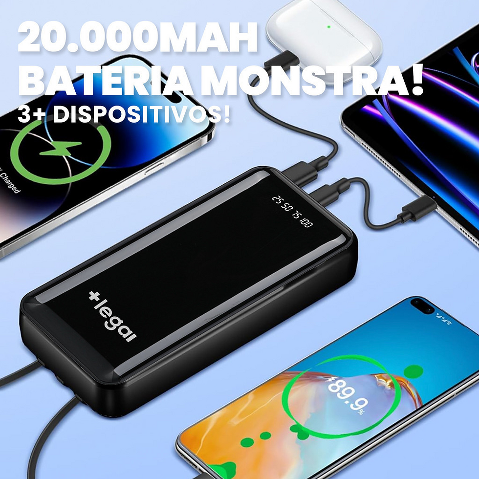 Miniatura: Power Bank 20000 Mah with Flashlight Portable Charger Honeycomb External Battery