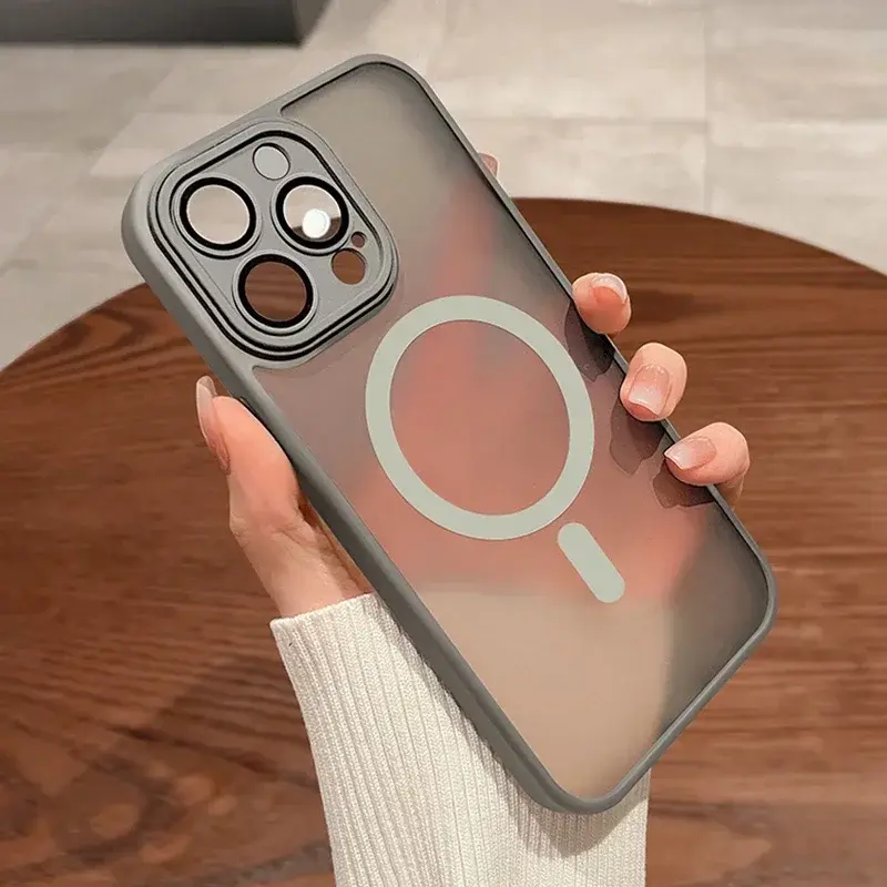 Thumbnail: Magnetic Luxury Matte Translucent Armor Shockproof Case For iPhone 16 15 14 13 1