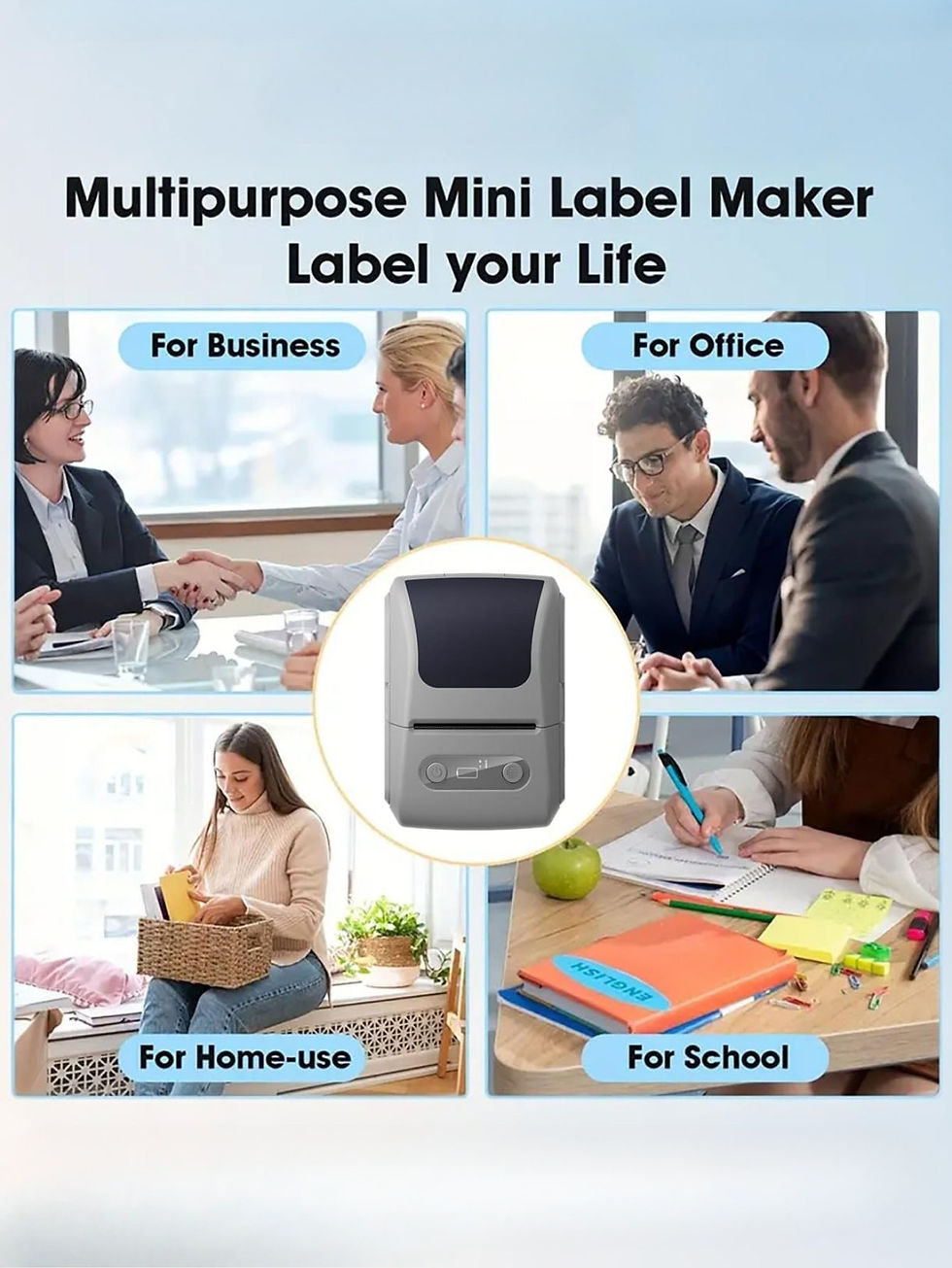 Thumbnail: Portable Mini Bluetooth Thermal Printer, Inkless, Handheld, Compatible with 12-5